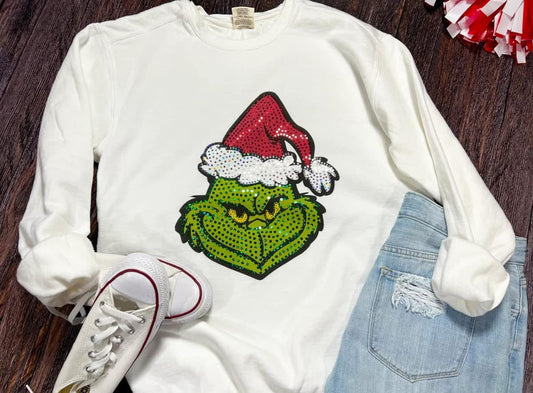 GREEN GLITTER MAN SWEATSHIRT